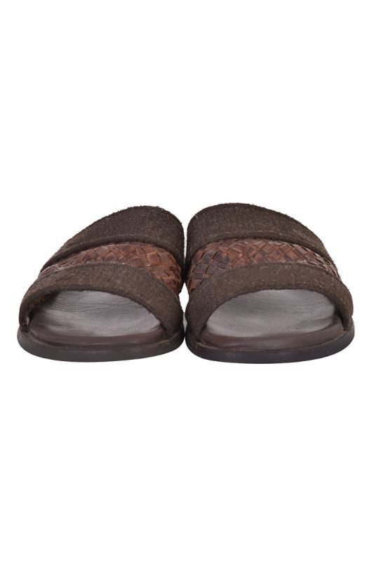 SALVATORE FERRAGAMO BROWN  SLIDERS
