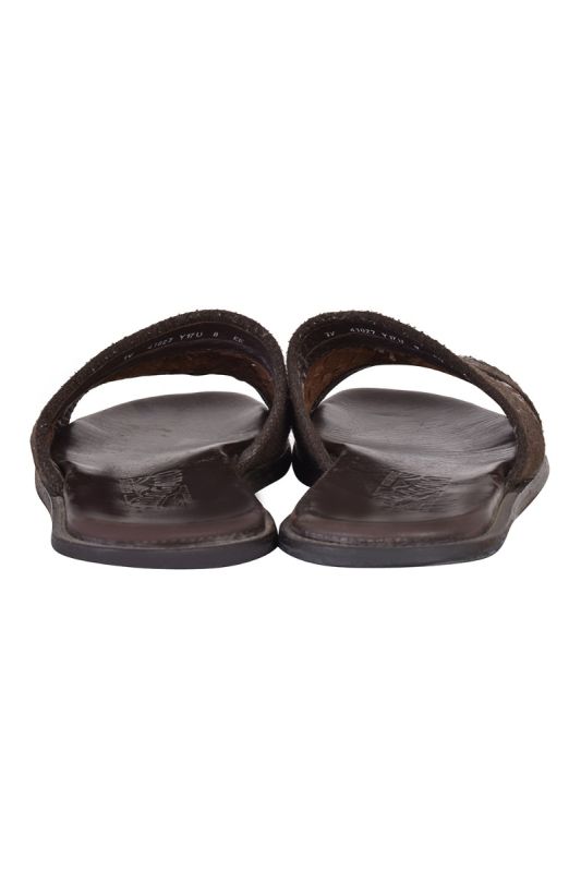 SALVATORE FERRAGAMO BROWN  SLIDERS