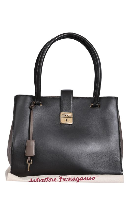 SALVATORE FERRAGAMO CALFSKIN GANCHINI JULES SATCHEL