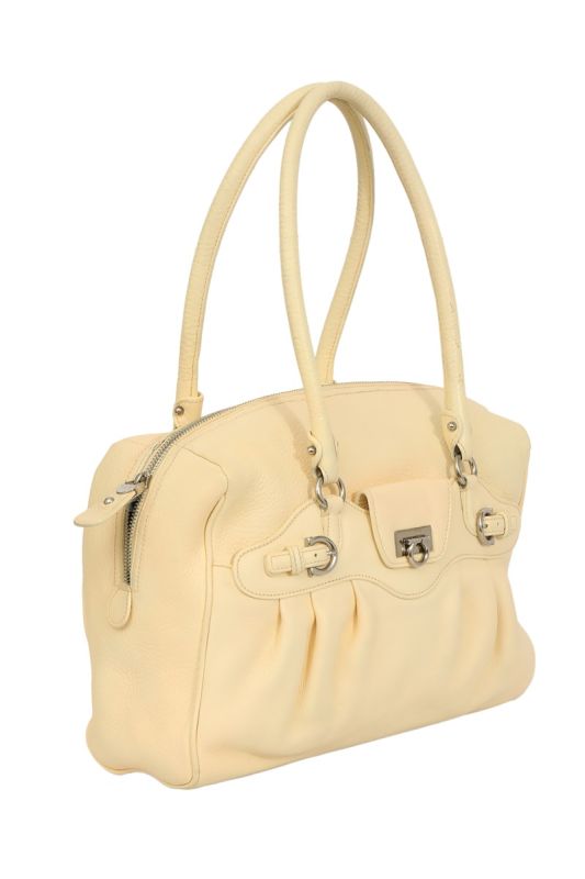 Salvatore Ferragamo Cream Leather Shoulder Bag
