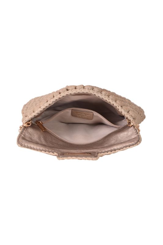Salvatore Ferragamo Crochet Woven Knit Flap Bag