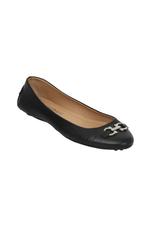 Salvatore Ferragamo EU 40.5 Black Leather Logo Ballet Flats