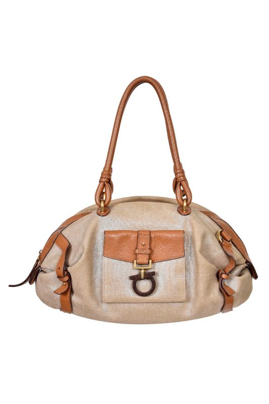 Salvatore Ferragamo Gancini Canvas Handbag