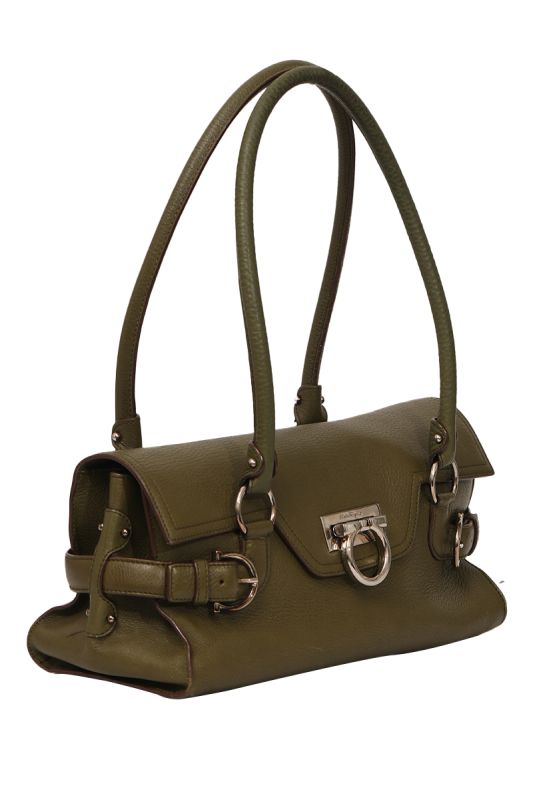 SALVATORE FERRAGAMO GANCINI LEATHER GINA SATCHEL BAG