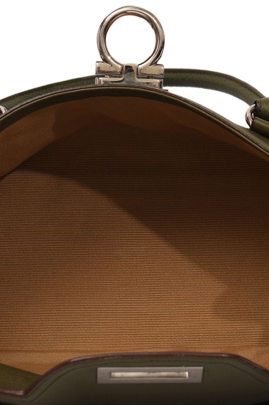 SALVATORE FERRAGAMO GANCINI LEATHER GINA SATCHEL BAG