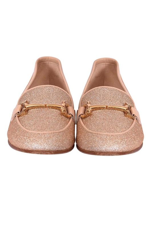 Salvatore Ferragamo Gold Glitter Loafers