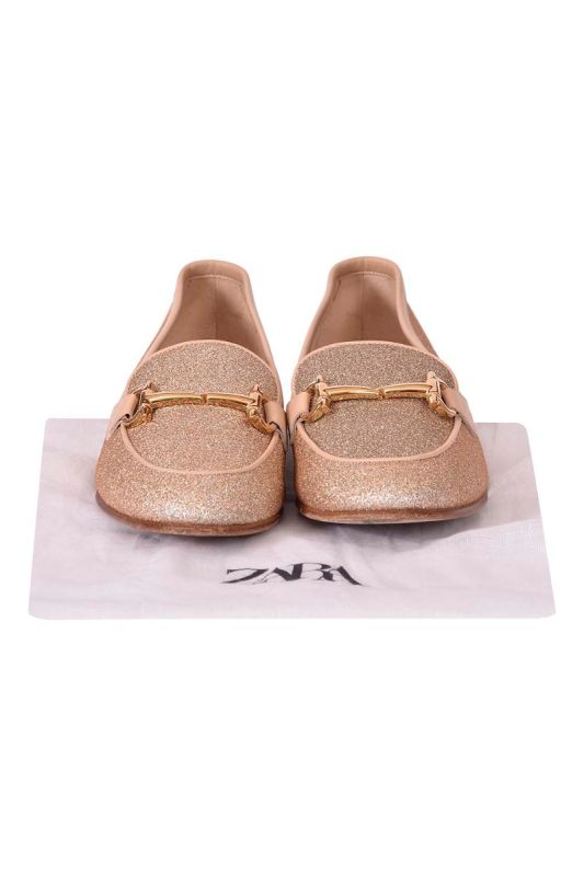 Salvatore Ferragamo Gold Glitter Loafers