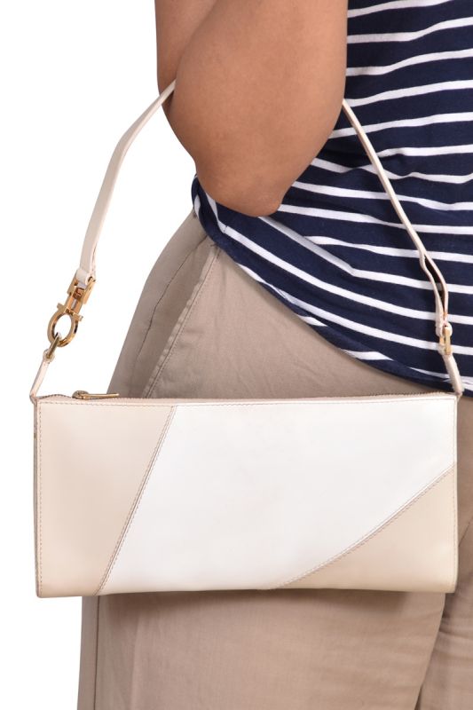 Salvatore Ferragamo Ivory White Canvas RazorBag