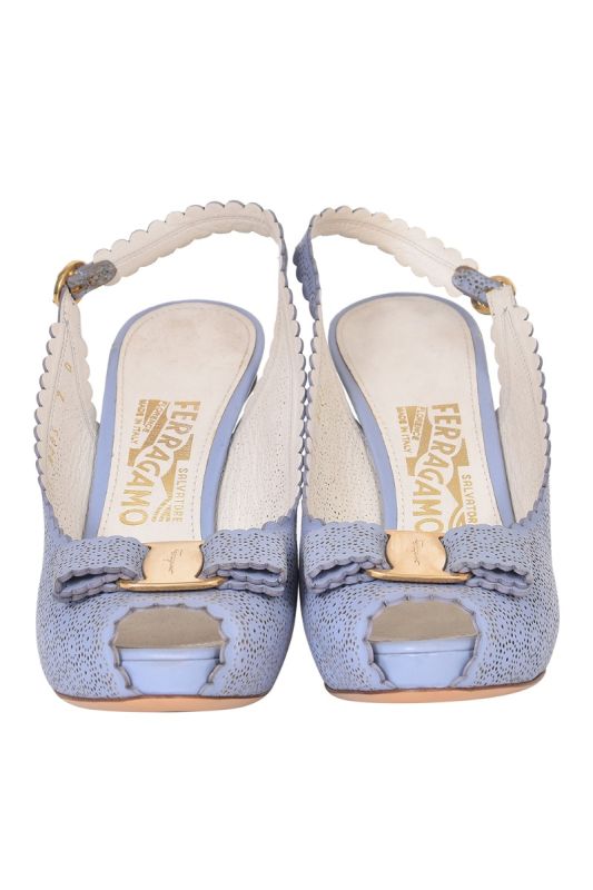 Salvatore Ferragamo Laser Cut Slingback Heels