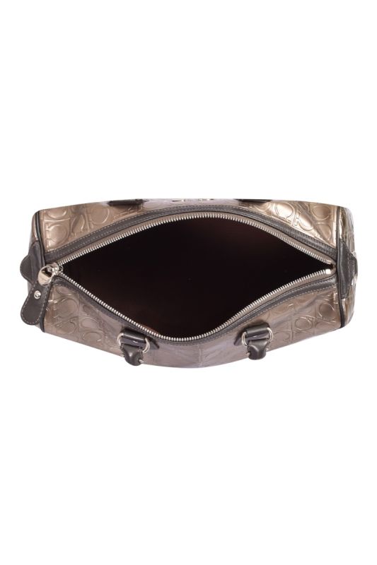 Salvatore Ferragamo Metallic Brown Gancini Embossed Leather Handbag