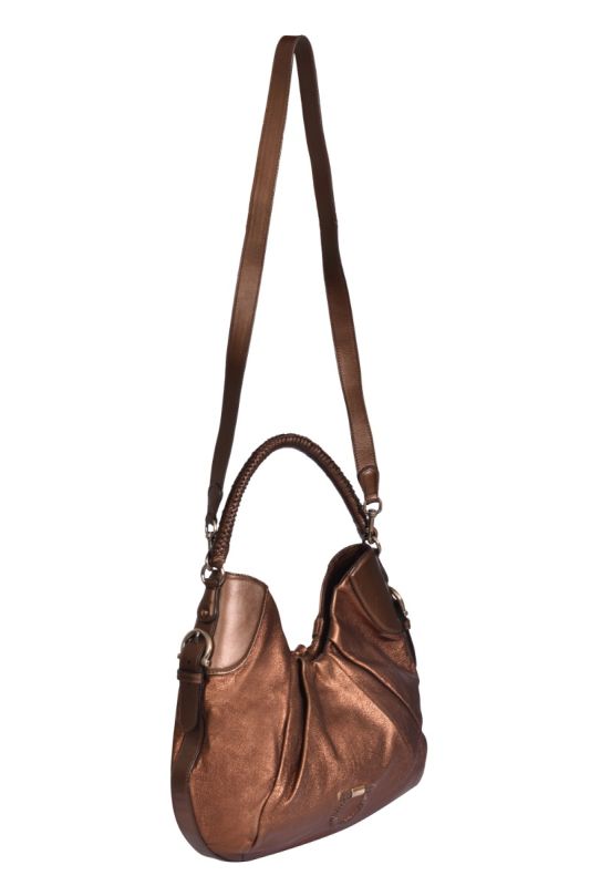 Salvatore Ferragamo Metallic Brown Gancini Logo Shoulder Bag