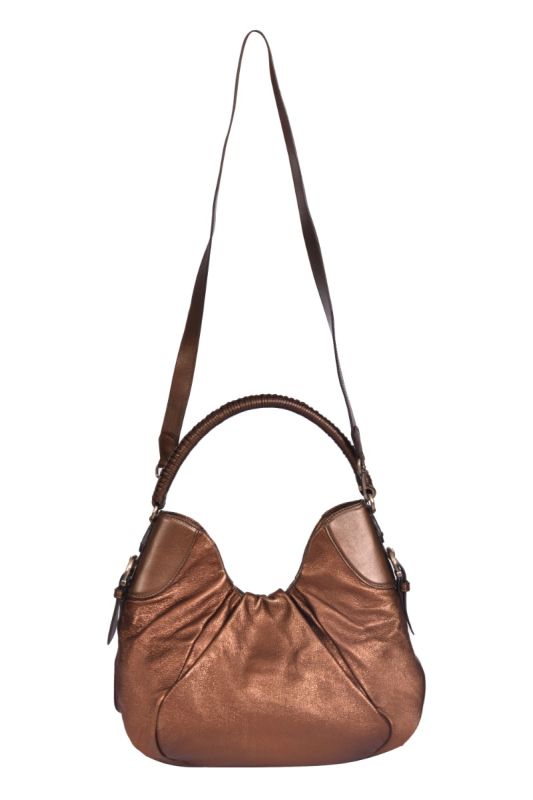 Salvatore Ferragamo Metallic Brown Gancini Logo Shoulder Bag