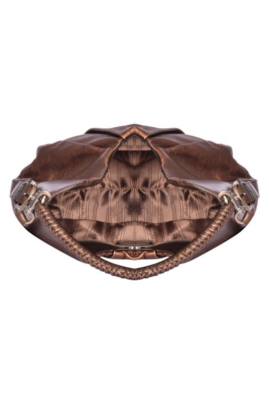 Salvatore Ferragamo Metallic Brown Gancini Logo Shoulder Bag