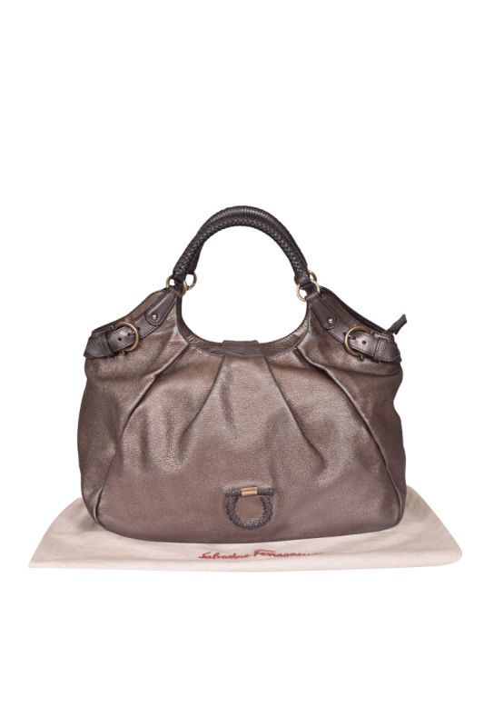 Salvatore Ferragamo Metallic Gancini Logo Handbag