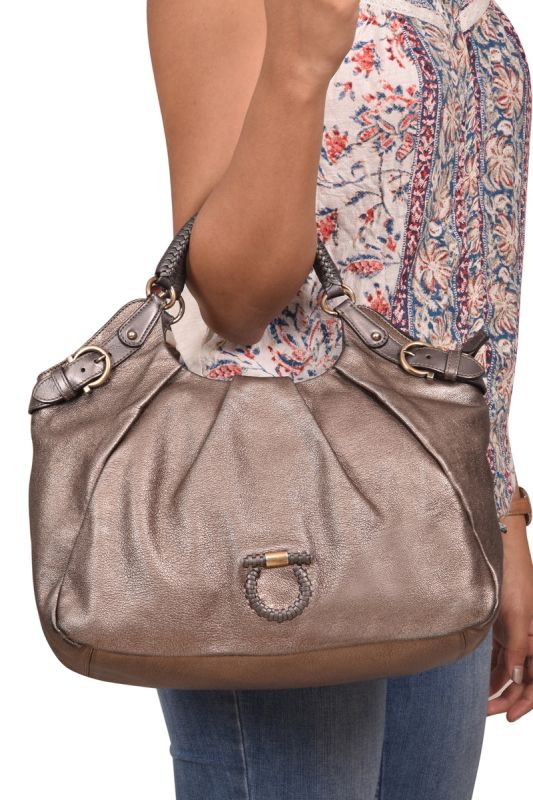 Salvatore Ferragamo Metallic Gancini Logo Handbag