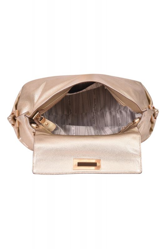 Salvatore Ferragamo Metallic Gold Leather Satchel Handbag