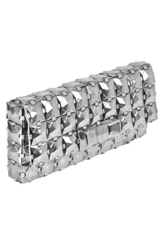 SALVATORE FERRAGAMO METALLIC SILVER CLUTCH
