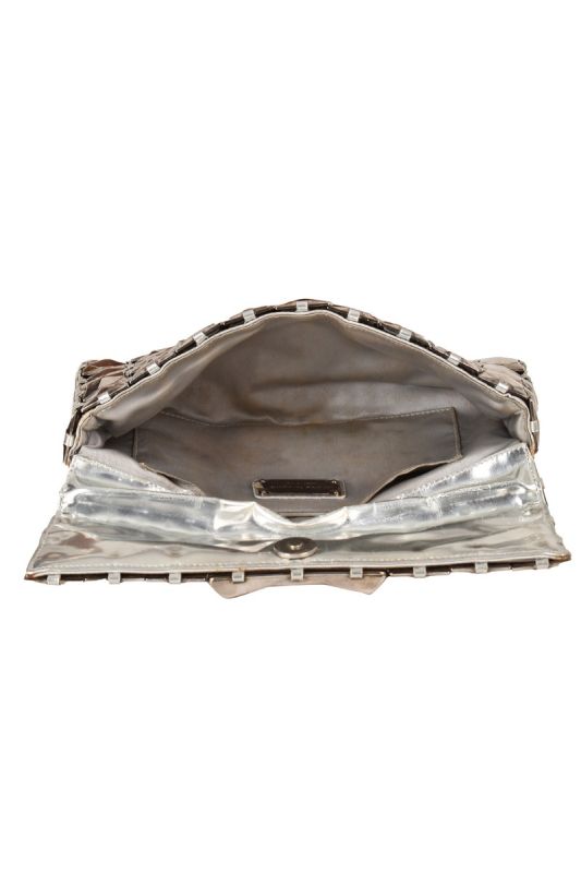 SALVATORE FERRAGAMO METALLIC SILVER CLUTCH