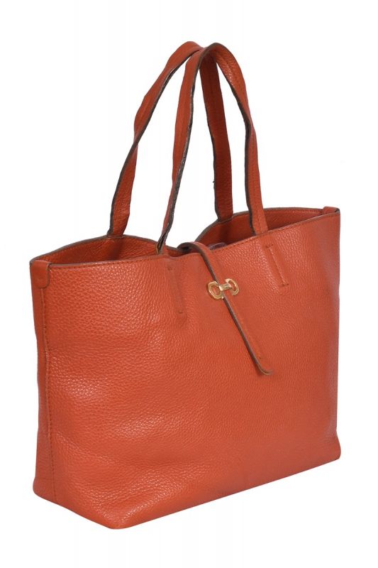 Salvatore Ferragamo Orange Leather Bice Tote Bag