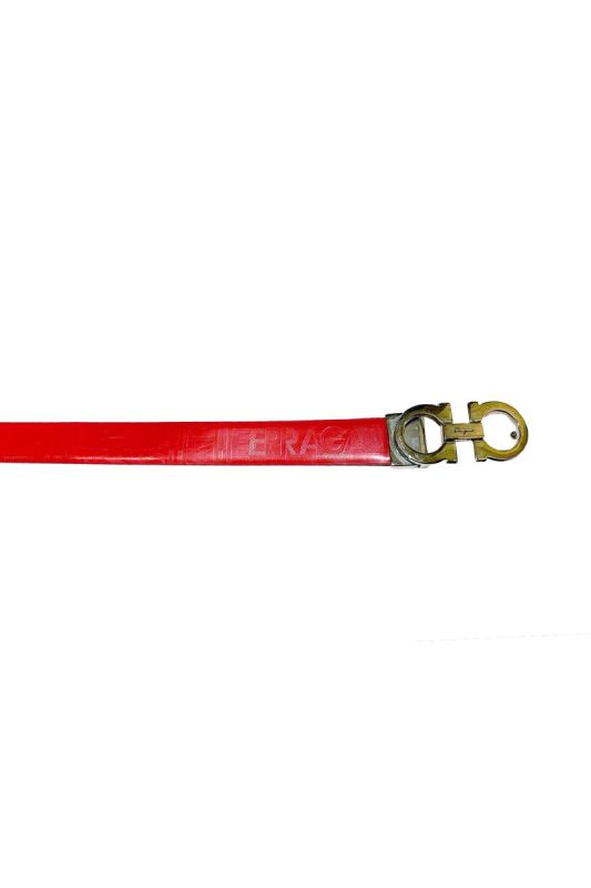SALVATORE FERRAGAMO RED GANCINI LOGO BELT