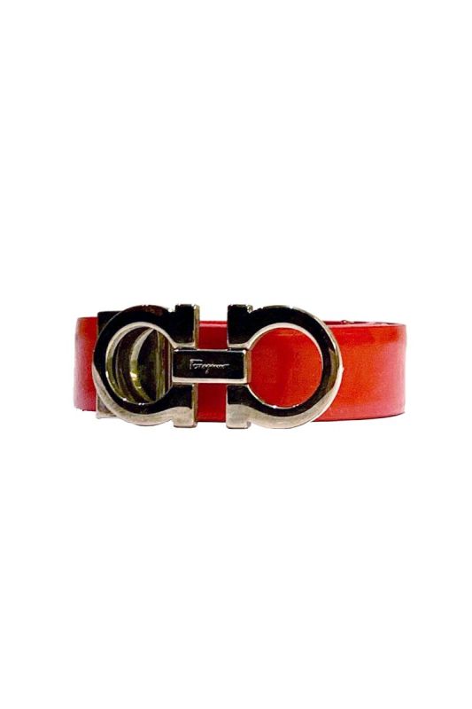 SALVATORE FERRAGAMO RED GANCINI LOGO BELT