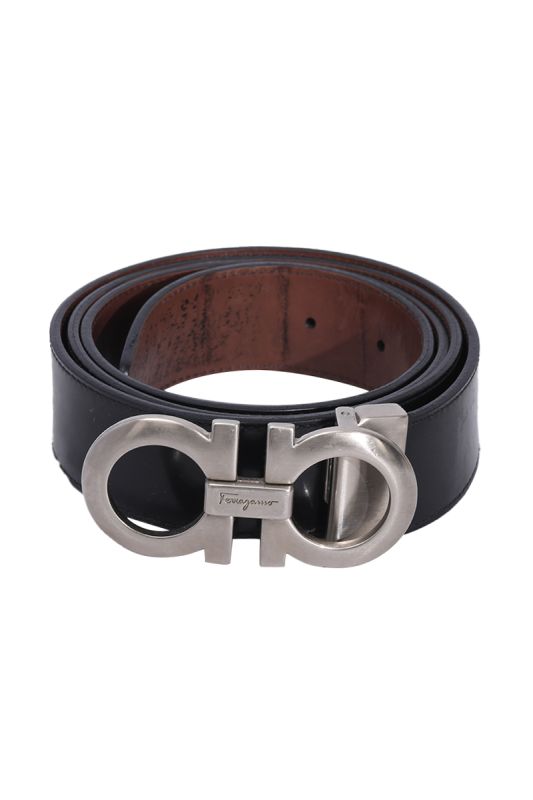 Salvatore Ferragamo Reversible Black/Brown Buckle Belt