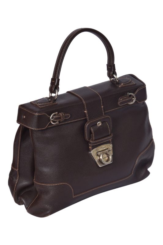 Salvatore Ferragamo Safiano Brown Leather Bag