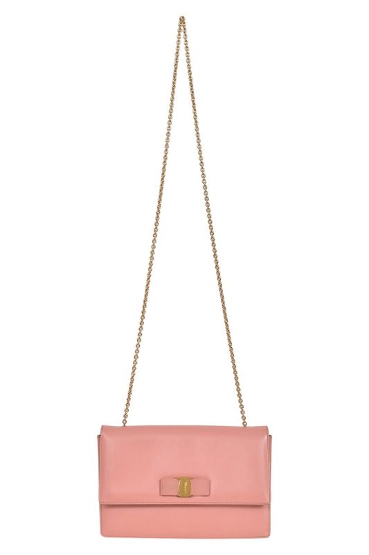 Salvatore Ferragamo Salmon Pink Ginny Chain Wallet