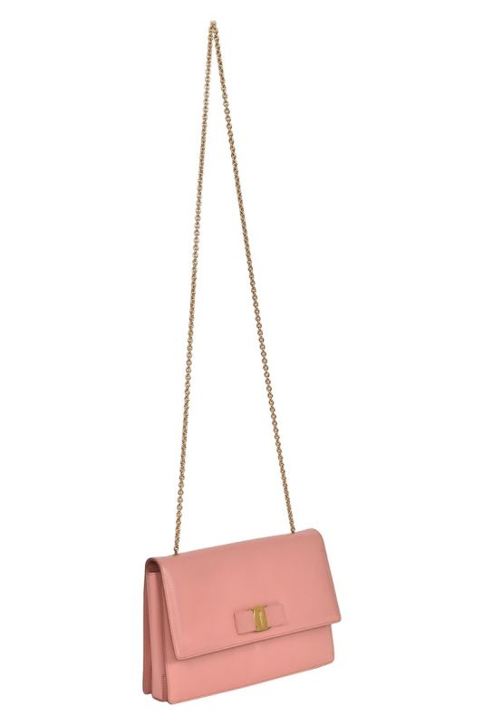 Salvatore Ferragamo Salmon Pink Ginny Chain Wallet