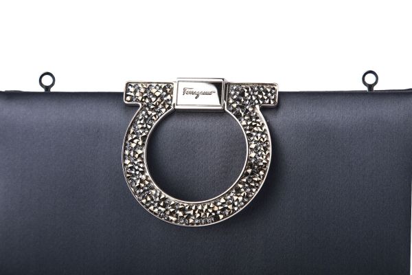 SALVATORE FERRAGAMO SATIN GANCINI CLUTCH SLING
