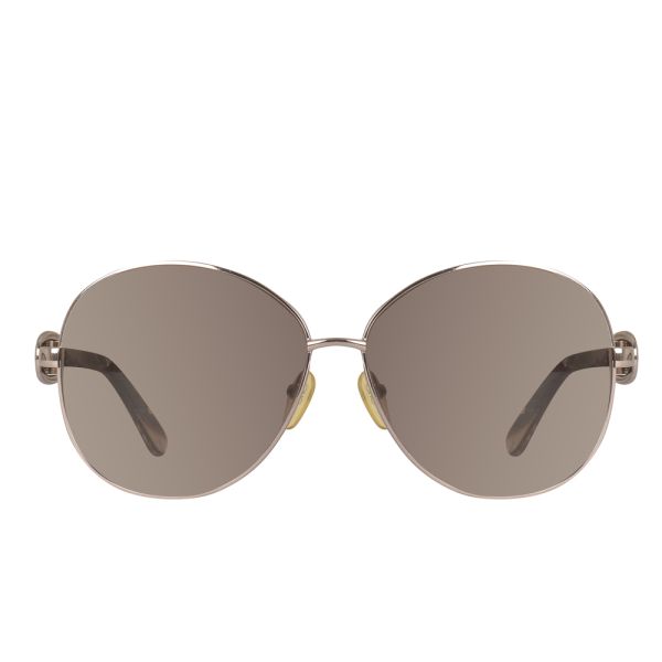 SALVATORE FERRAGAMO SHINY GOLD ROUND SUNGLASSES