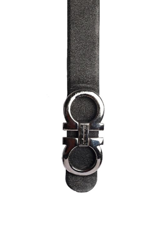 Salvatore Ferragamo Silver Gancini Black Belt