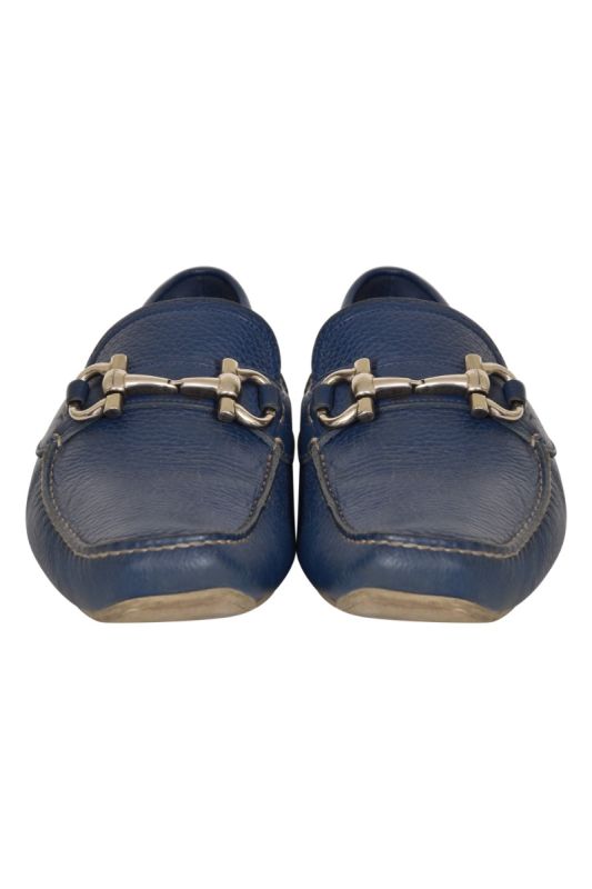 Salvatore Ferragamo Slip – on Blue Loafers