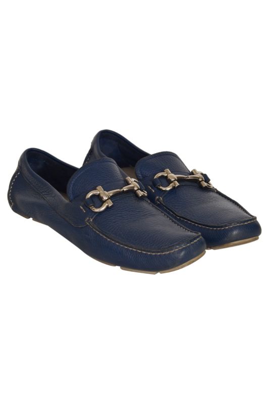 Salvatore Ferragamo Slip – on Blue Loafers