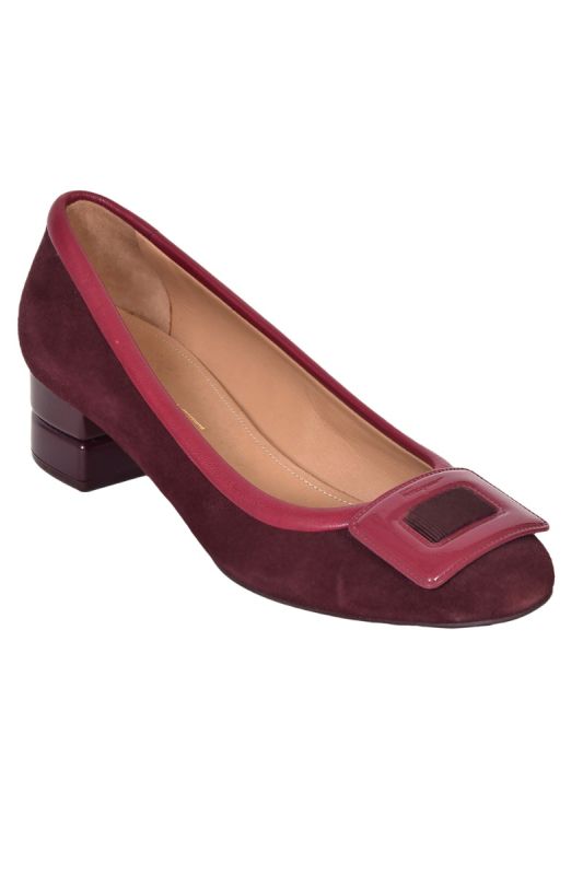 Salvatore Ferragamo Square Buckle Suede Pumps