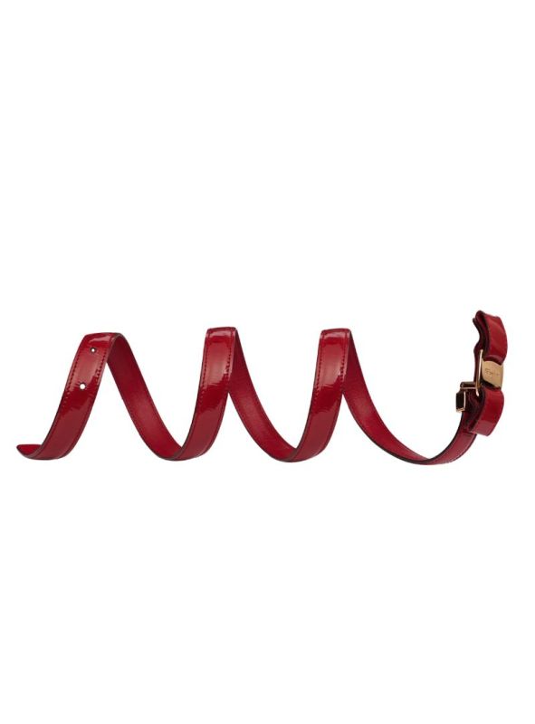 SALVATORE FERRAGAMO THIN RED VARA BOW BELT