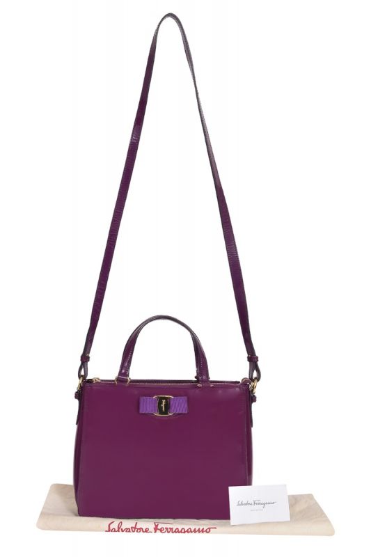 Salvatore Ferragamo Tracy Bow Patent Leather Bag