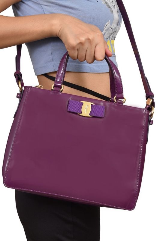 Salvatore Ferragamo Tracy Bow Patent Leather Bag