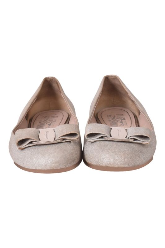 Salvatore Ferragamo Vara Bow Glitter Ballet Flats