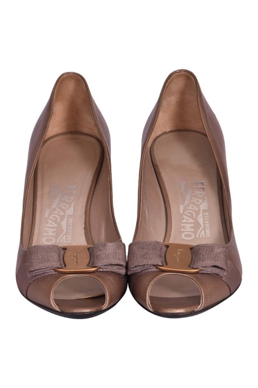 Salvatore Ferragamo Vara Bow Peep Toe Heels