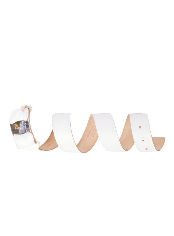 SALVATORE FERRAGAMO WHITE VARA BOW BELT