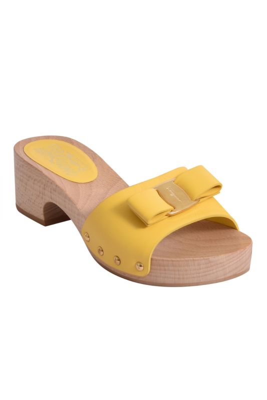 Salvatore Ferragamo Yellow Wooden Wedges