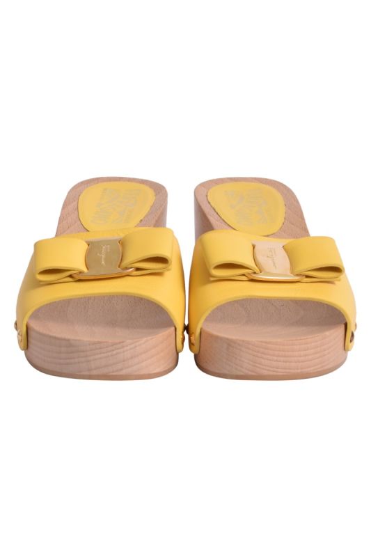 Salvatore Ferragamo Yellow Wooden Wedges