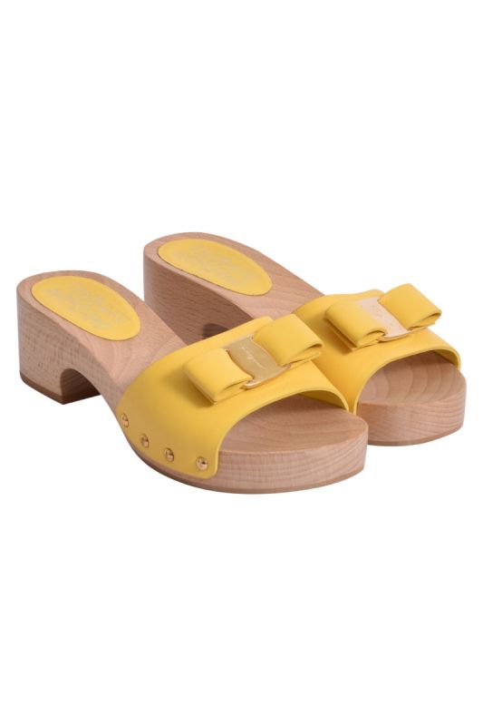 Salvatore Ferragamo Yellow Wooden Wedges