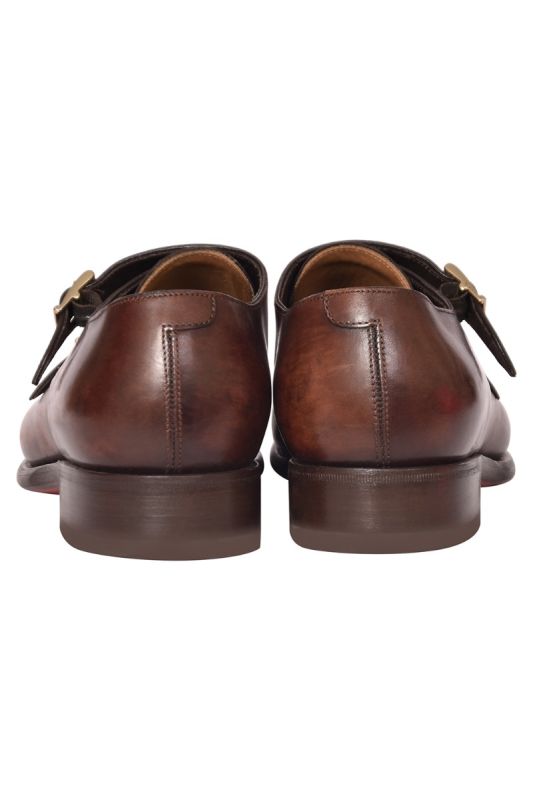 Santoni Brown Double Strap Loafers