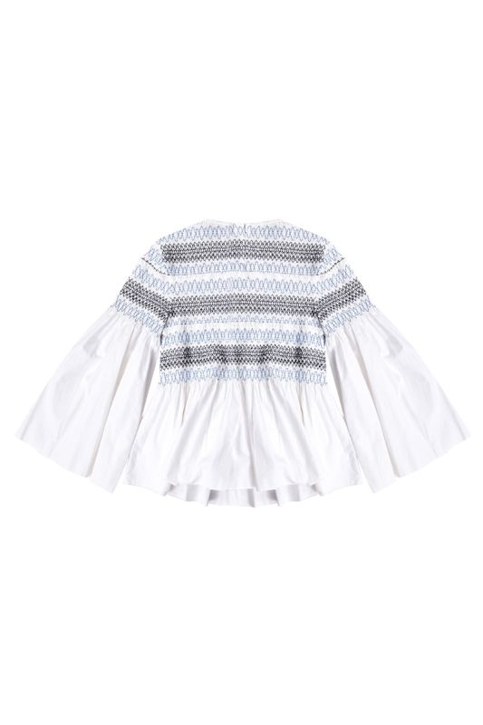 See By Chloe White Cotton Smocked Top