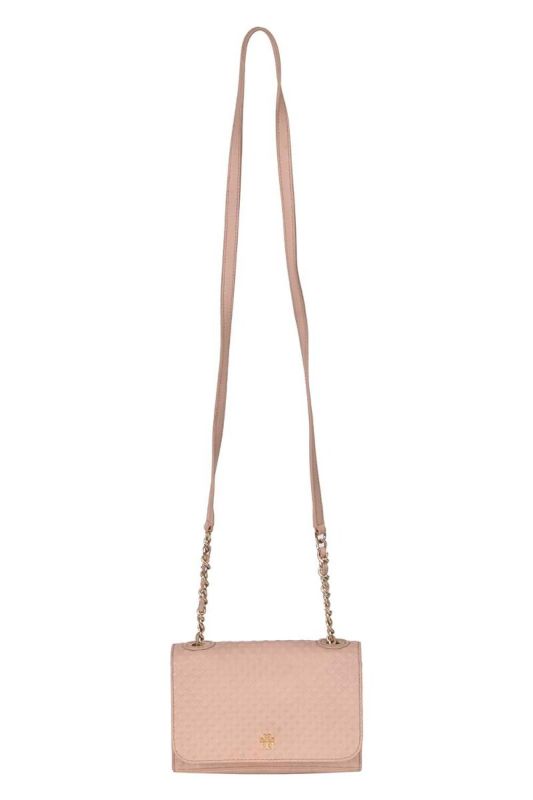 Tory Burch Beige Quilted Leather Crossbody Bag