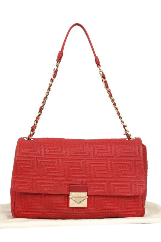 VERSACE QUILTED  LEATHER SHOULDER BAG 