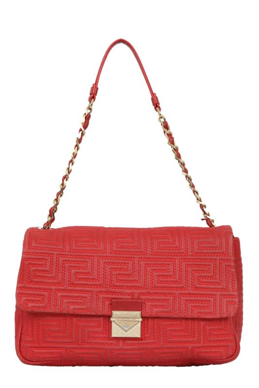 VERSACE QUILTED  LEATHER SHOULDER BAG 