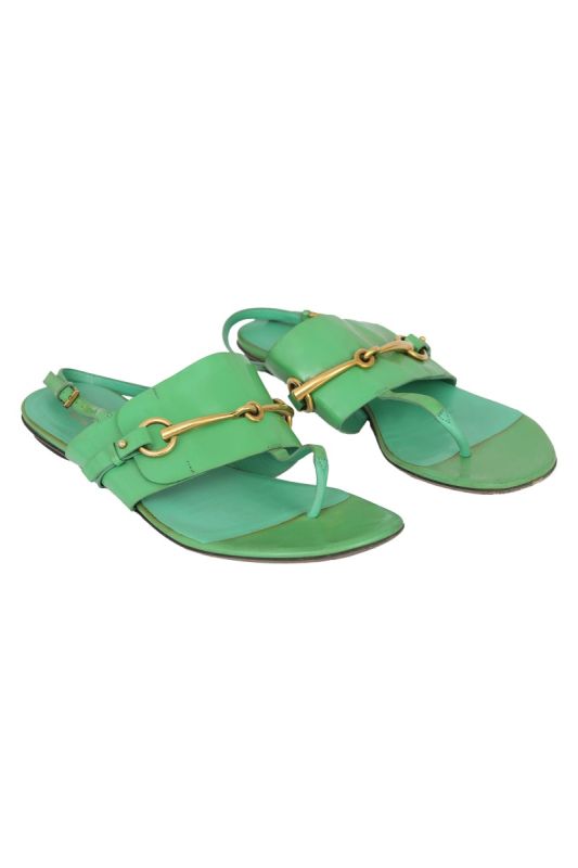 GUCCI SIZE 39 URSULA PATENT LEATHER  HORSEBIT SANDALS